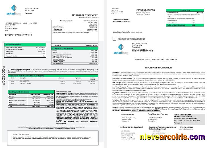 Pakistan Askaribank mortgage statement in Word and PDF formats 1-2